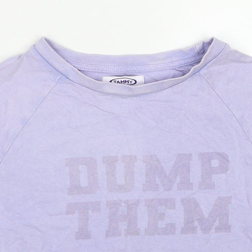 Tammy Womens Purple Cotton Basic T-Shirt Size 6 Round Neck - Dump Them