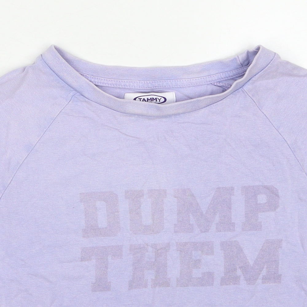Tammy Womens Purple Cotton Basic T-Shirt Size 6 Round Neck - Dump Them