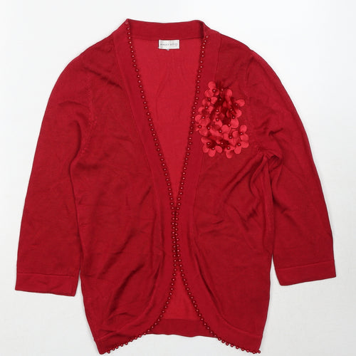 Minuet Womens Red V-Neck Viscose Cardigan Jumper Size 8