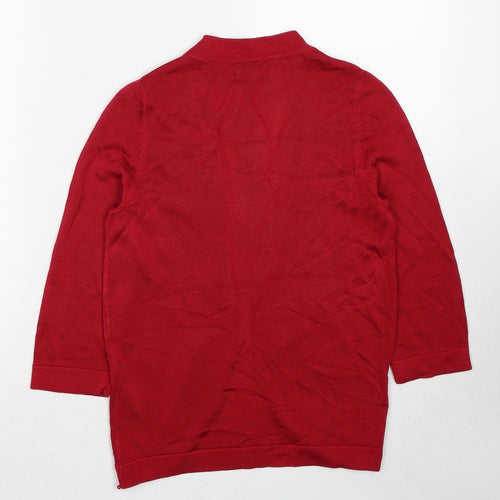 Minuet Womens Red V-Neck Viscose Cardigan Jumper Size 8