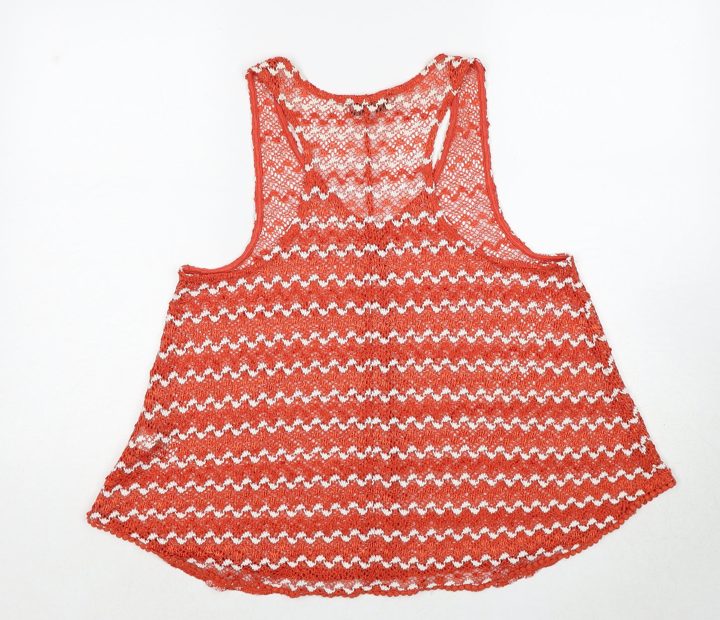 NEXT Womens Red Geometric Polyester Basic Tank Size 10 V-Neck
