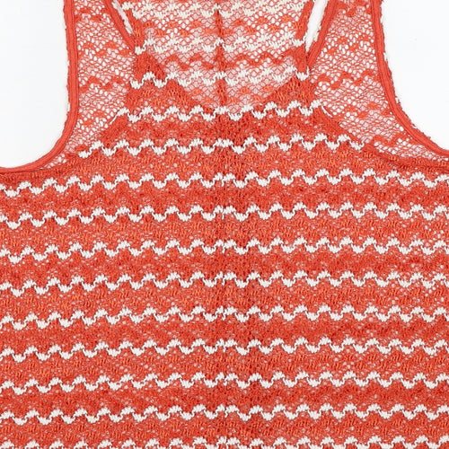 NEXT Womens Red Geometric Polyester Basic Tank Size 10 V-Neck