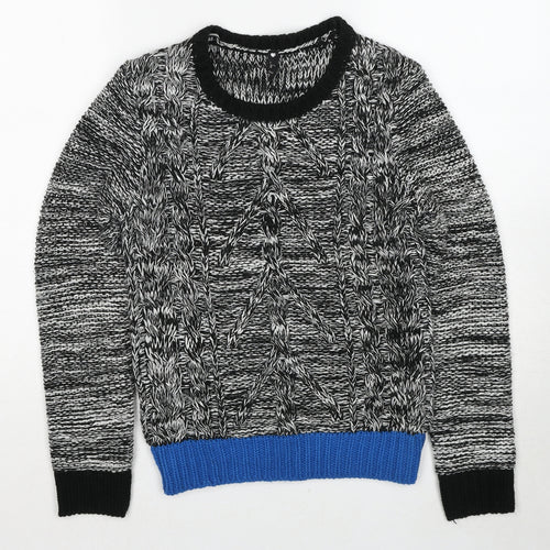 Influence Womens Black Round Neck Acrylic Pullover Jumper Size 10