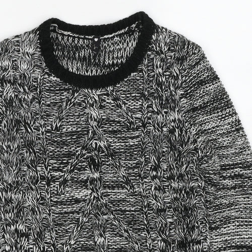 Influence Womens Black Round Neck Acrylic Pullover Jumper Size 10