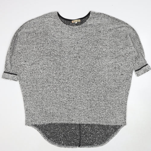 New Look Womens Grey Round Neck Acrylic Pullover Jumper Size M - Size M-L