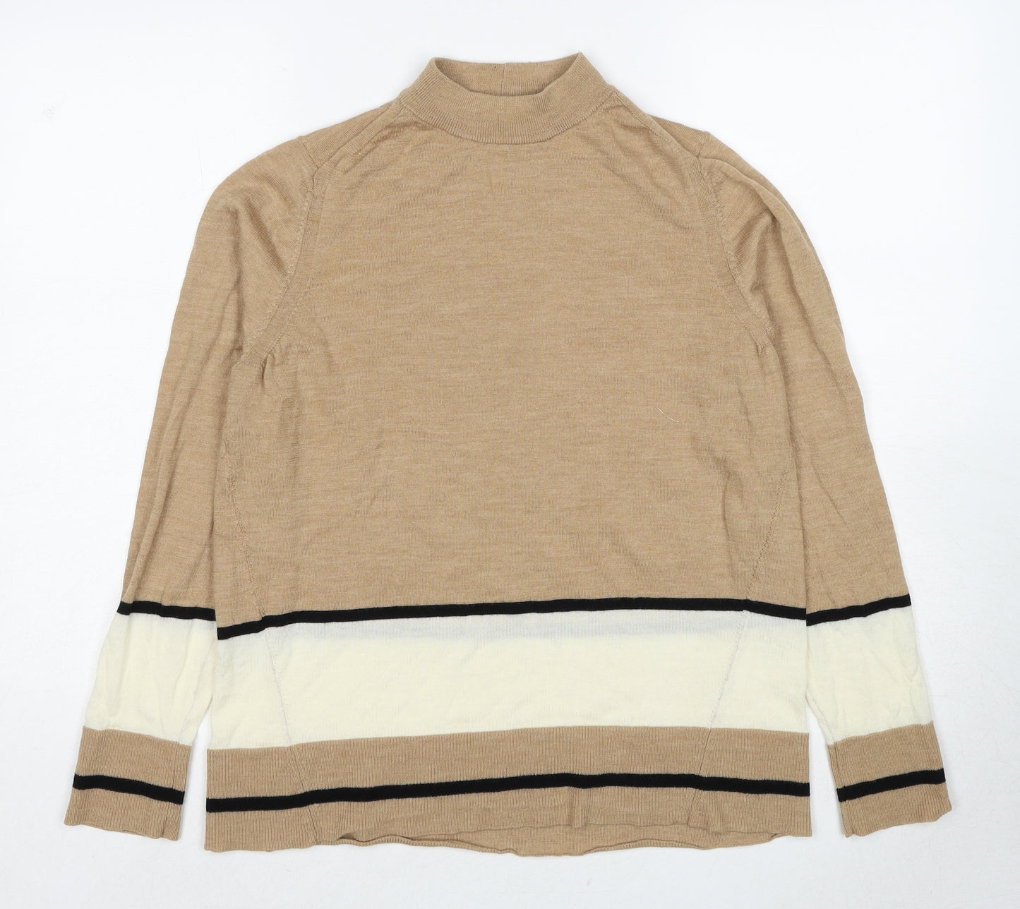 NEXT Womens Beige Round Neck Wool Pullover Jumper Size 10