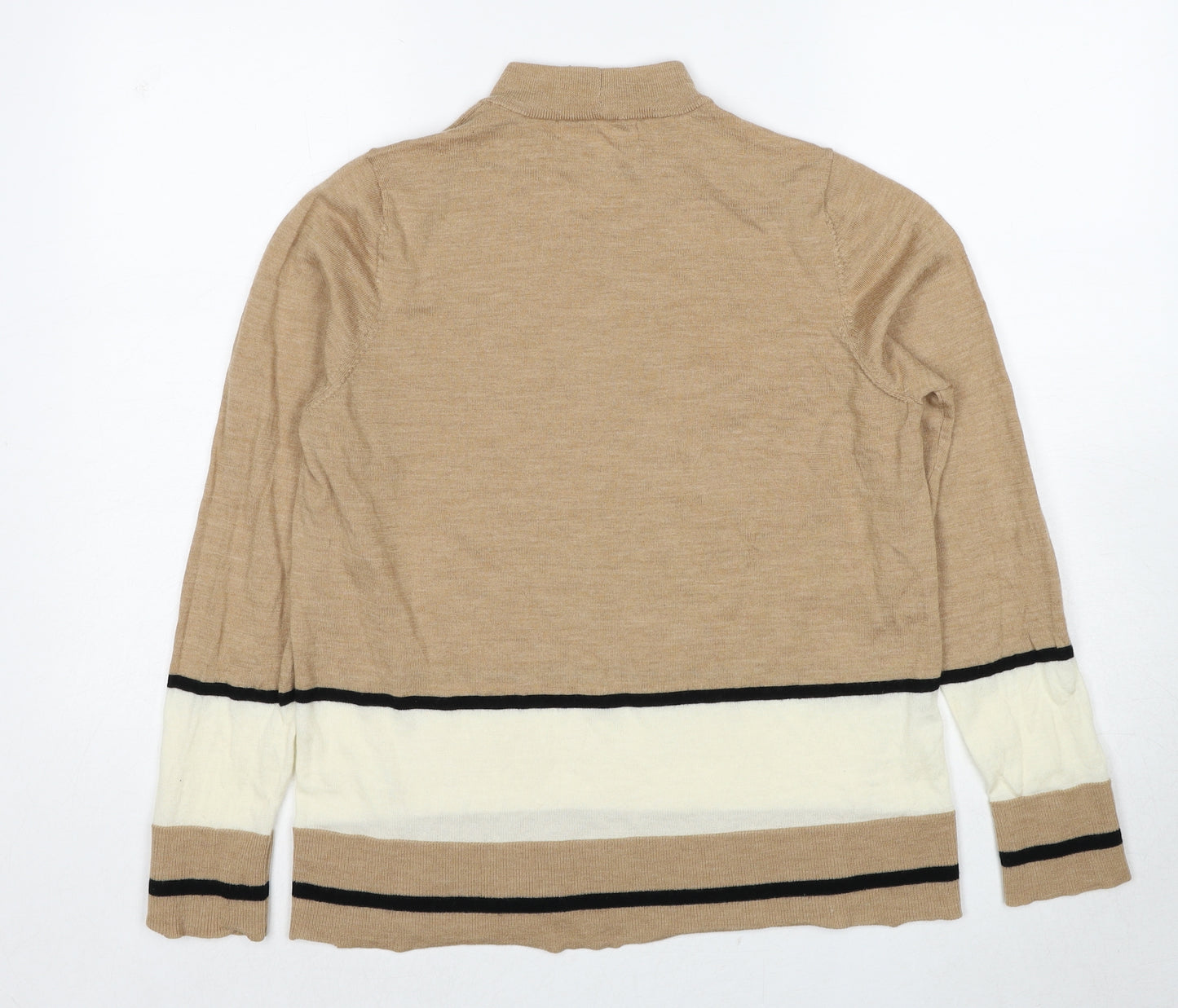 NEXT Womens Beige Round Neck Wool Pullover Jumper Size 10