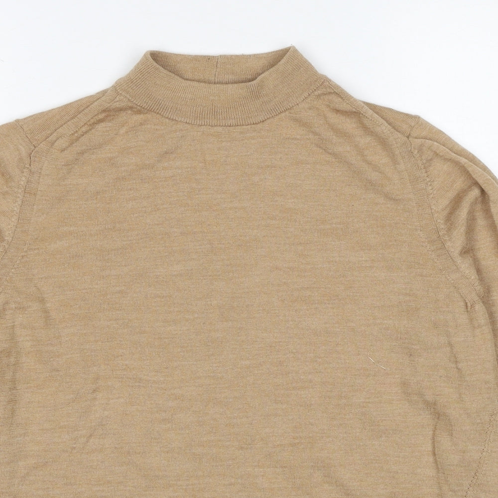 NEXT Womens Beige Round Neck Wool Pullover Jumper Size 10