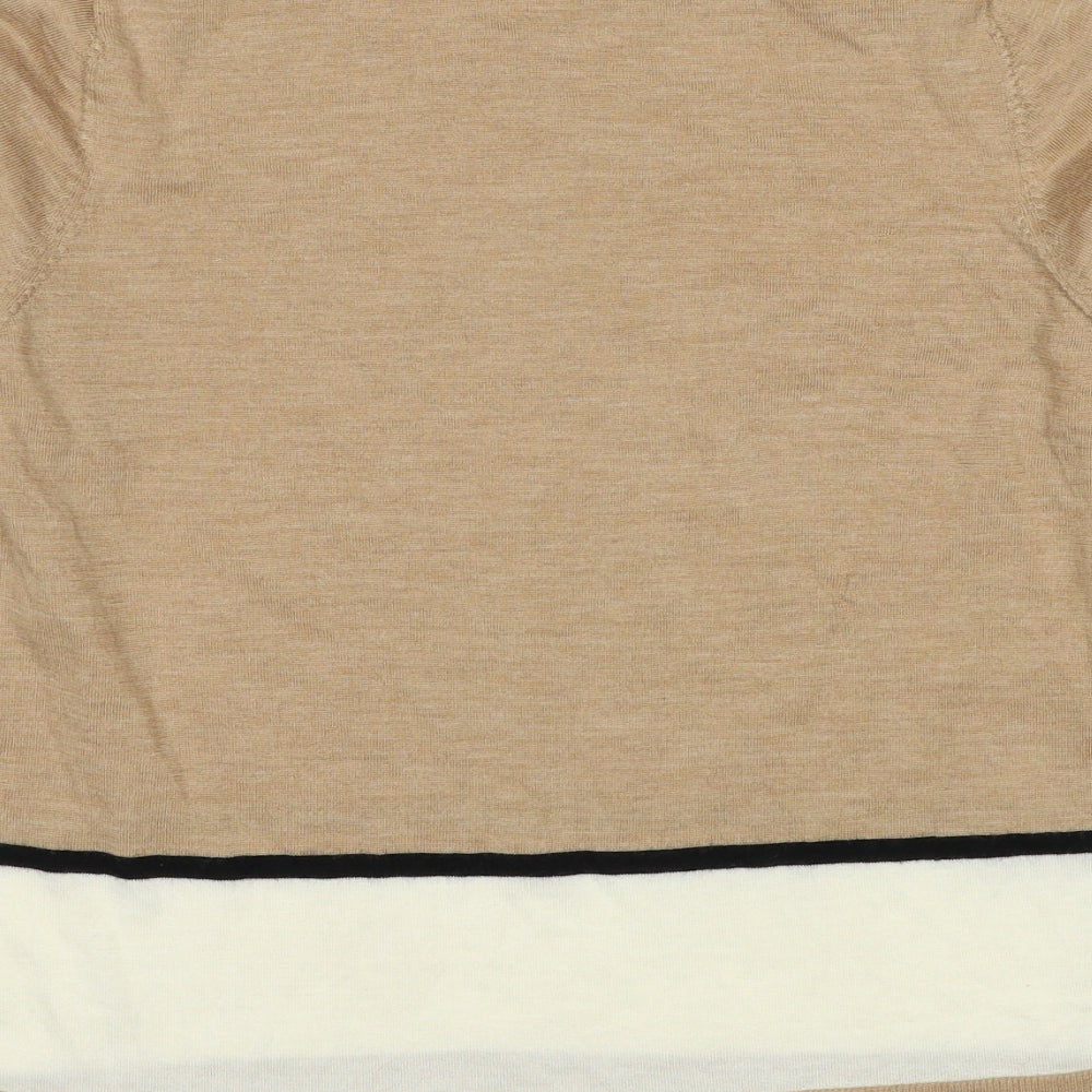 NEXT Womens Beige Round Neck Wool Pullover Jumper Size 10
