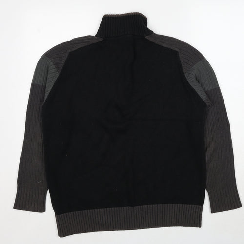 NEXT Mens Black High Neck Cotton Pullover Jumper Size M Long Sleeve