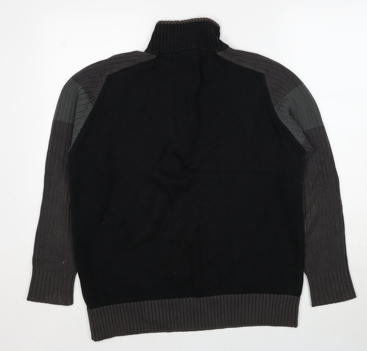 NEXT Mens Black High Neck Cotton Pullover Jumper Size M Long Sleeve