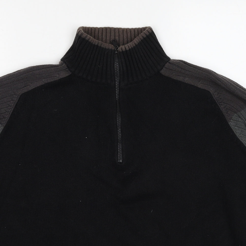 NEXT Mens Black High Neck Cotton Pullover Jumper Size M Long Sleeve