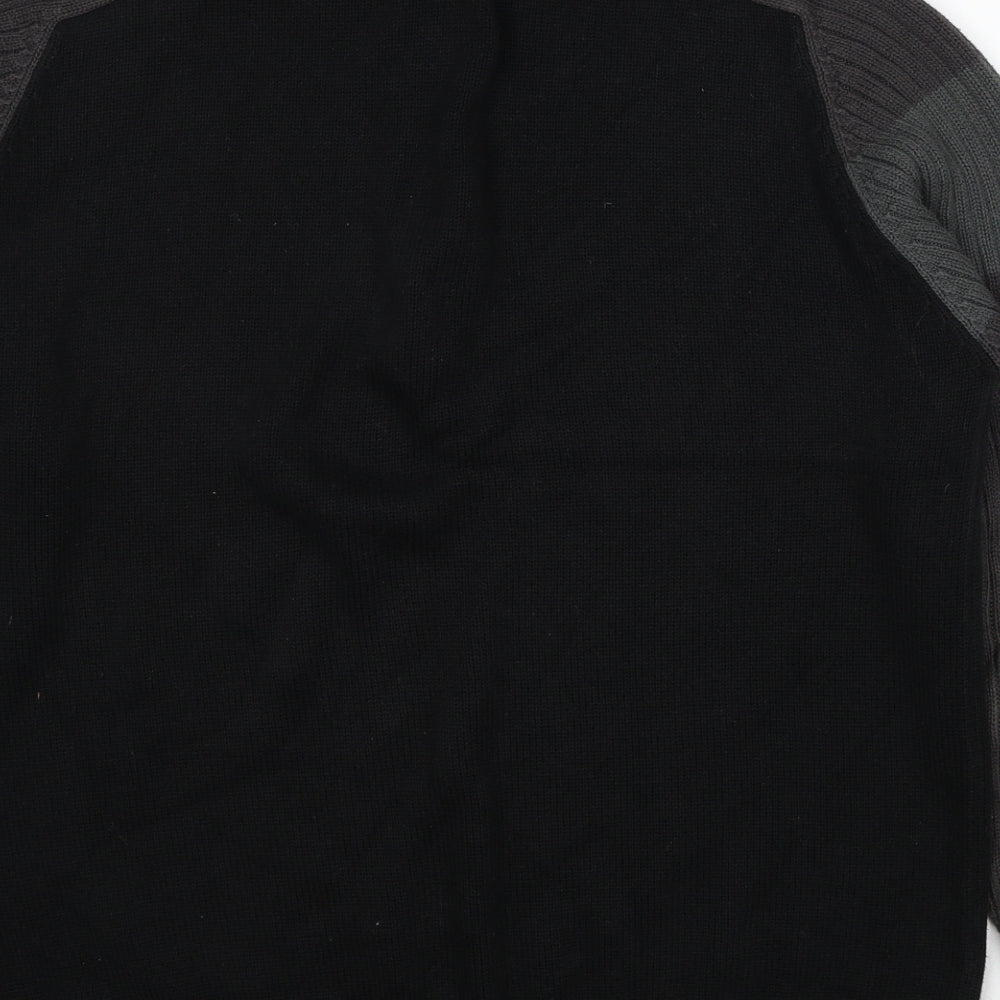 NEXT Mens Black High Neck Cotton Pullover Jumper Size M Long Sleeve