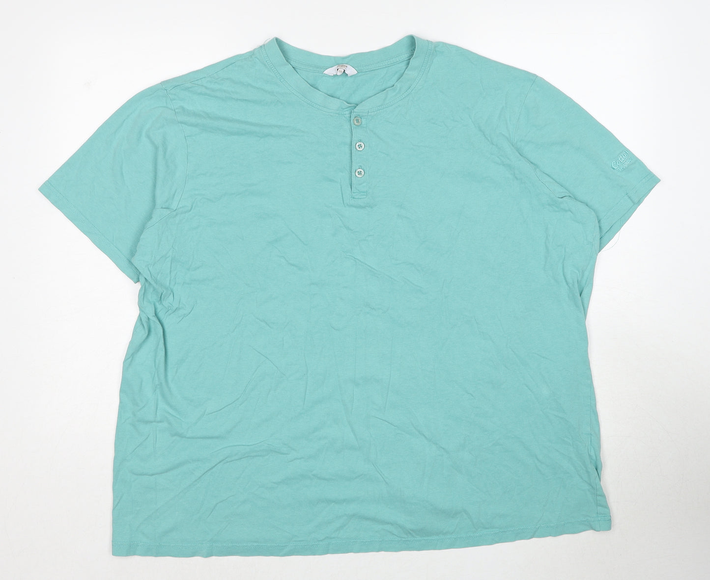 Cotton Traders Mens Blue Cotton T-Shirt Size 2XL Round Neck