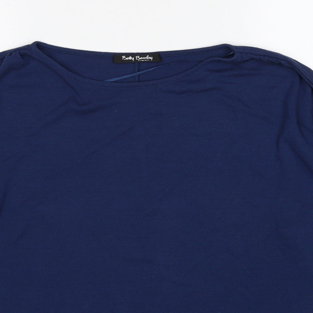 Betty Barclay Womens Blue Round Neck Polyester Pullover Jumper Size 8