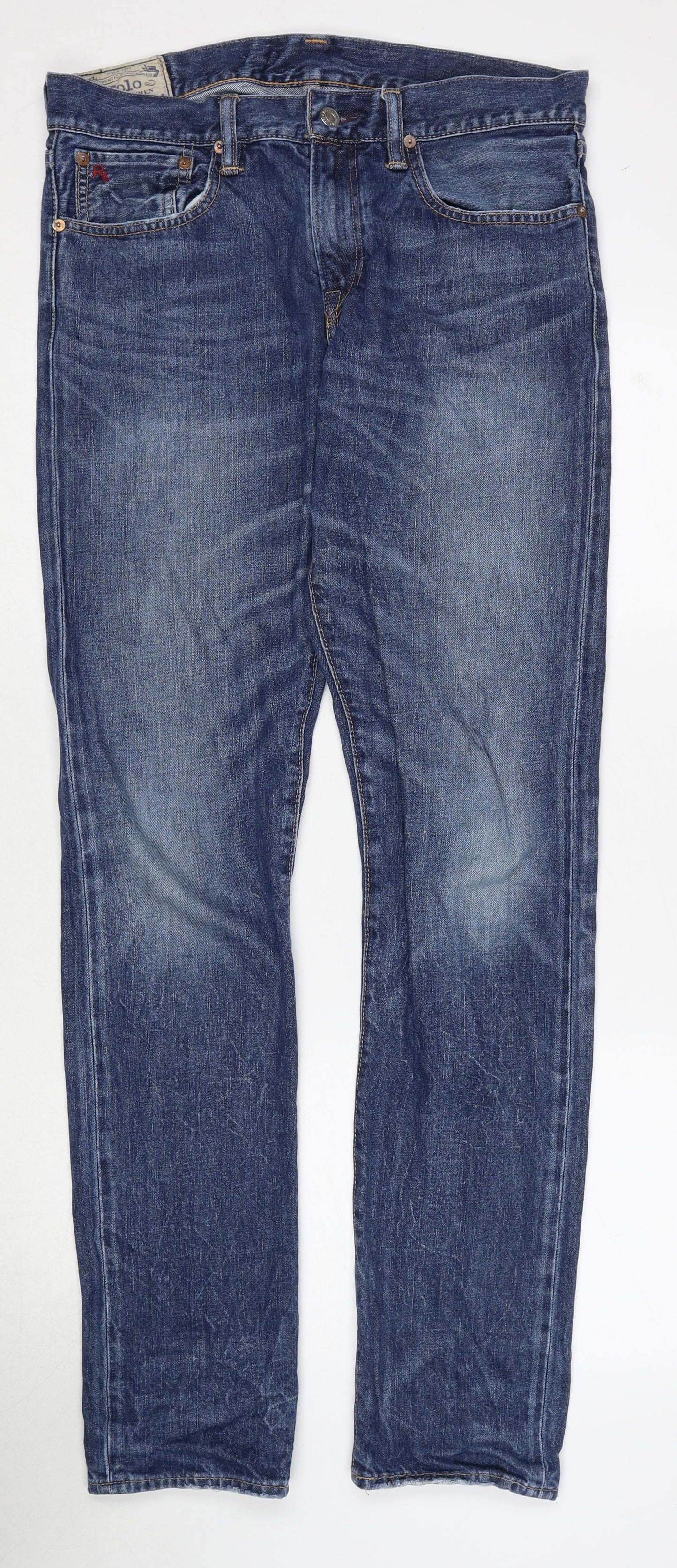 Polo Ralph Lauren Mens Blue Cotton Straight Jeans Size 32 in L34 in Regular Zip