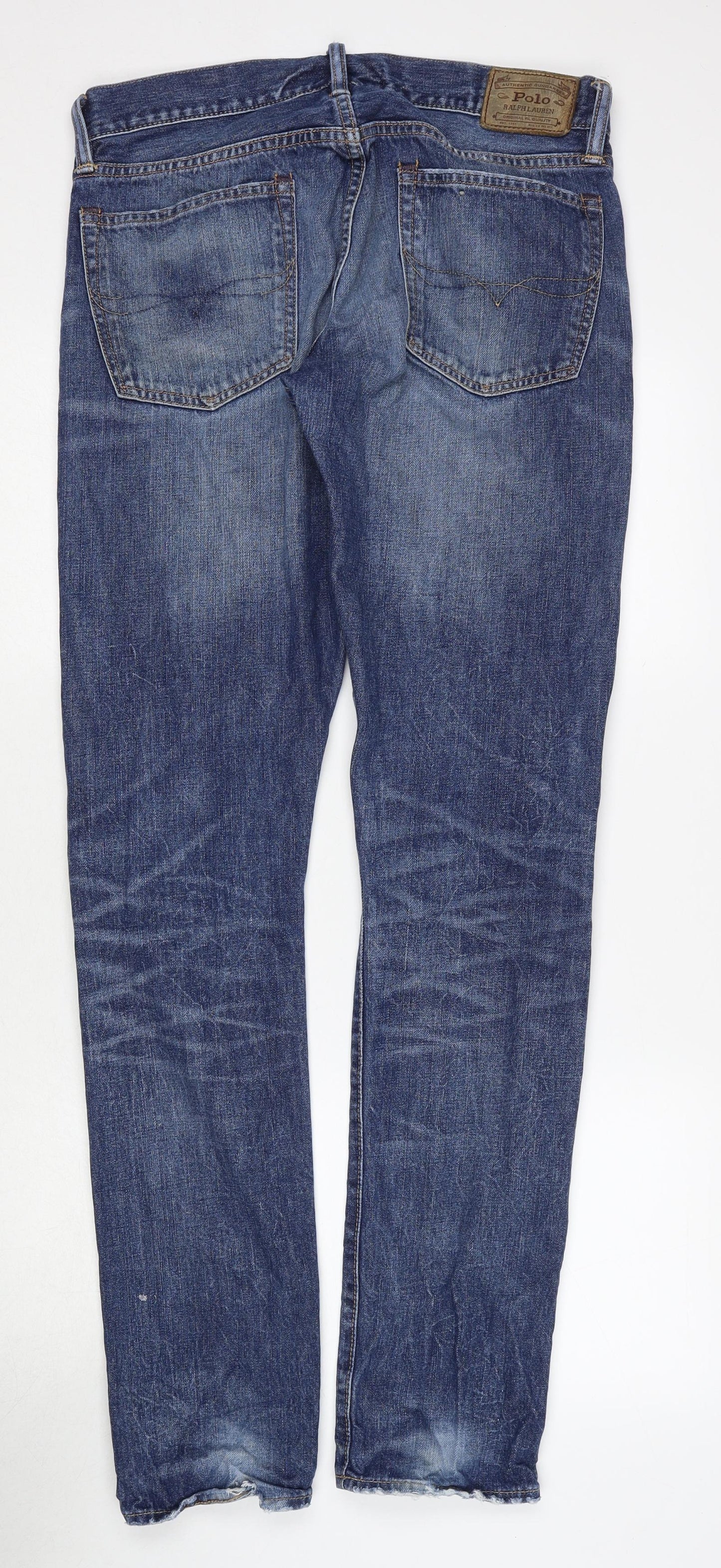 Polo Ralph Lauren Mens Blue Cotton Straight Jeans Size 32 in L34 in Regular Zip