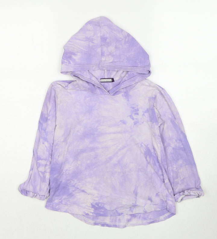 Kiddie Girls Purple Cotton Pullover Hoodie Size 10 Years Pullover - Tie Dye