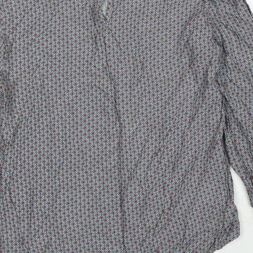 Luxzuz Womens Grey Geometric Viscose Basic Blouse Size 6 Round Neck