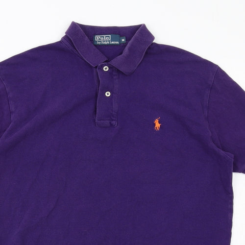 Polo Ralph Lauren Mens Purple Cotton Polo Size M Collared Button