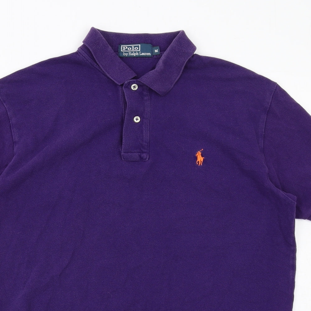Polo Ralph Lauren Mens Purple Cotton Polo Size M Collared Button