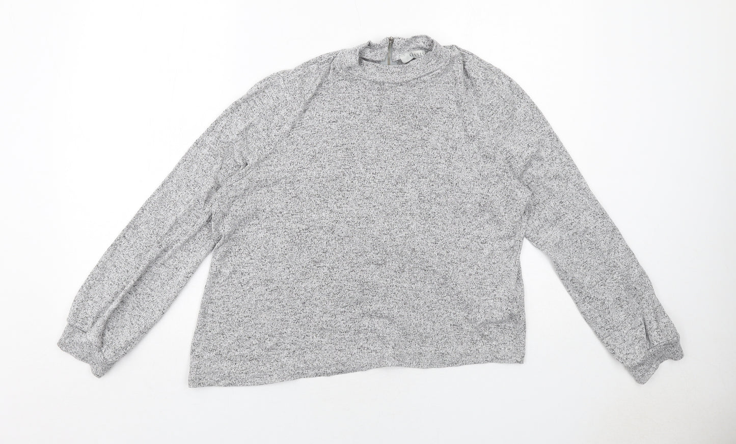 Oasis Womens Grey Viscose Basic Blouse Size L Mock Neck
