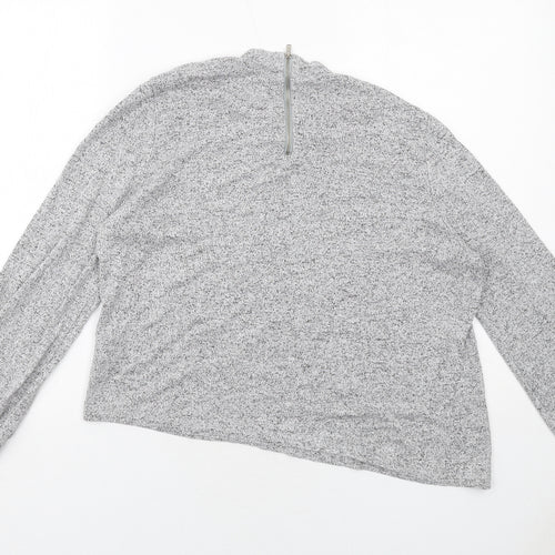 Oasis Womens Grey Viscose Basic Blouse Size L Mock Neck