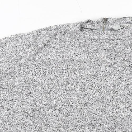 Oasis Womens Grey Viscose Basic Blouse Size L Mock Neck