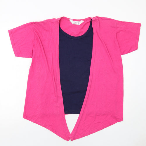 BHS Womens Pink Cotton Basic Blouse Size M Scoop Neck - Layered