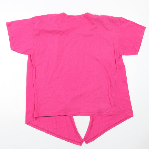 BHS Womens Pink Cotton Basic Blouse Size M Scoop Neck - Layered