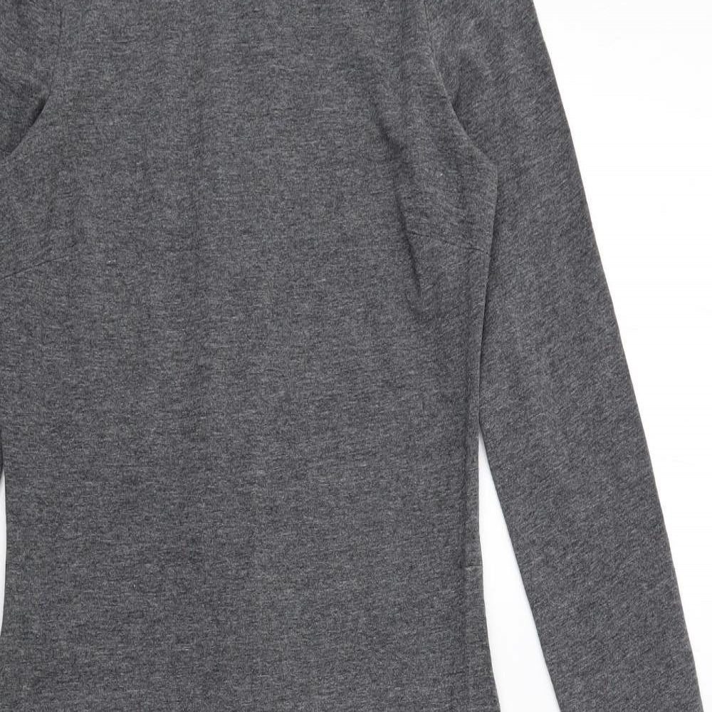 Marks and Spencer Womens Grey Cotton Bodycon Size 8 Round Neck Zip