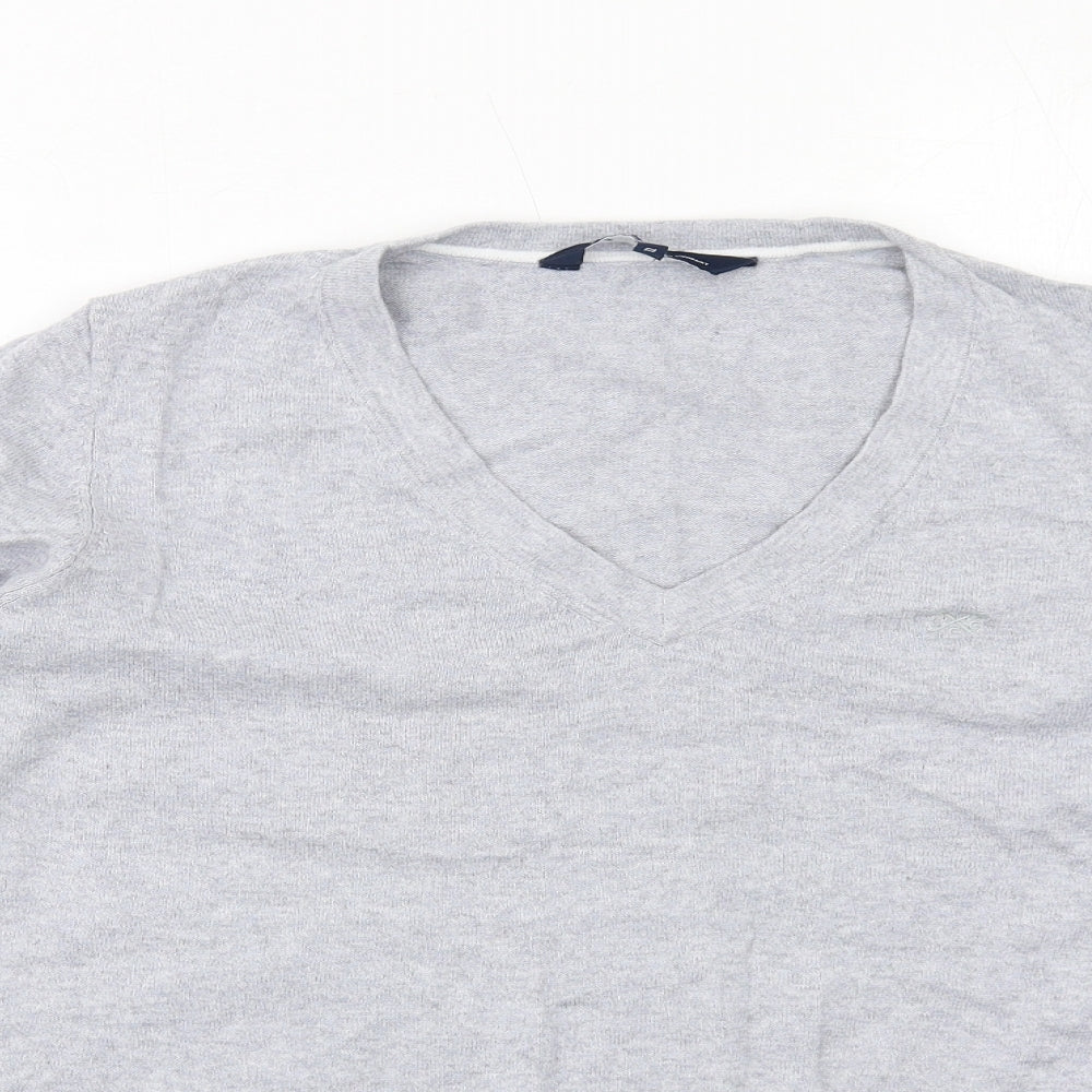 Crew Clothing Womens Grey V-Neck Cotton Pullover Jumper Size 12