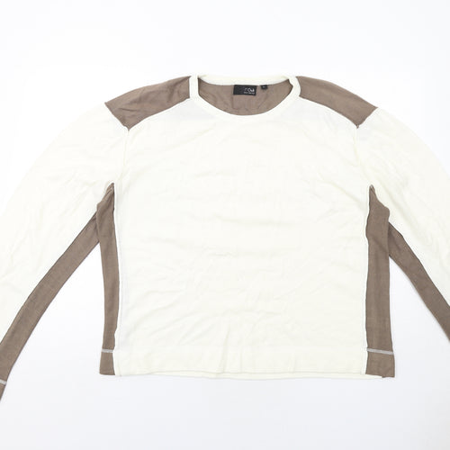O Club Womens Ivory Round Neck Acrylic Pullover Jumper Size L