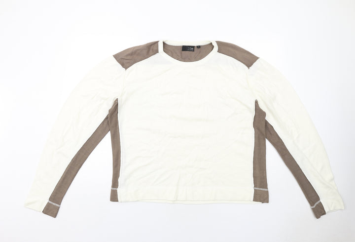 O Club Womens Ivory Round Neck Acrylic Pullover Jumper Size L