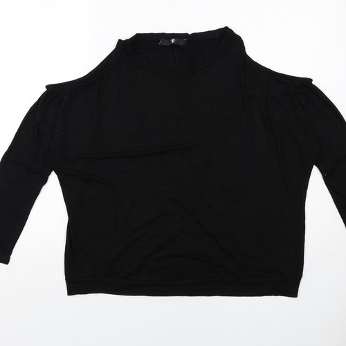 Very Womens Black Viscose Basic Blouse Size 14 Round Neck - Cold Shoulder