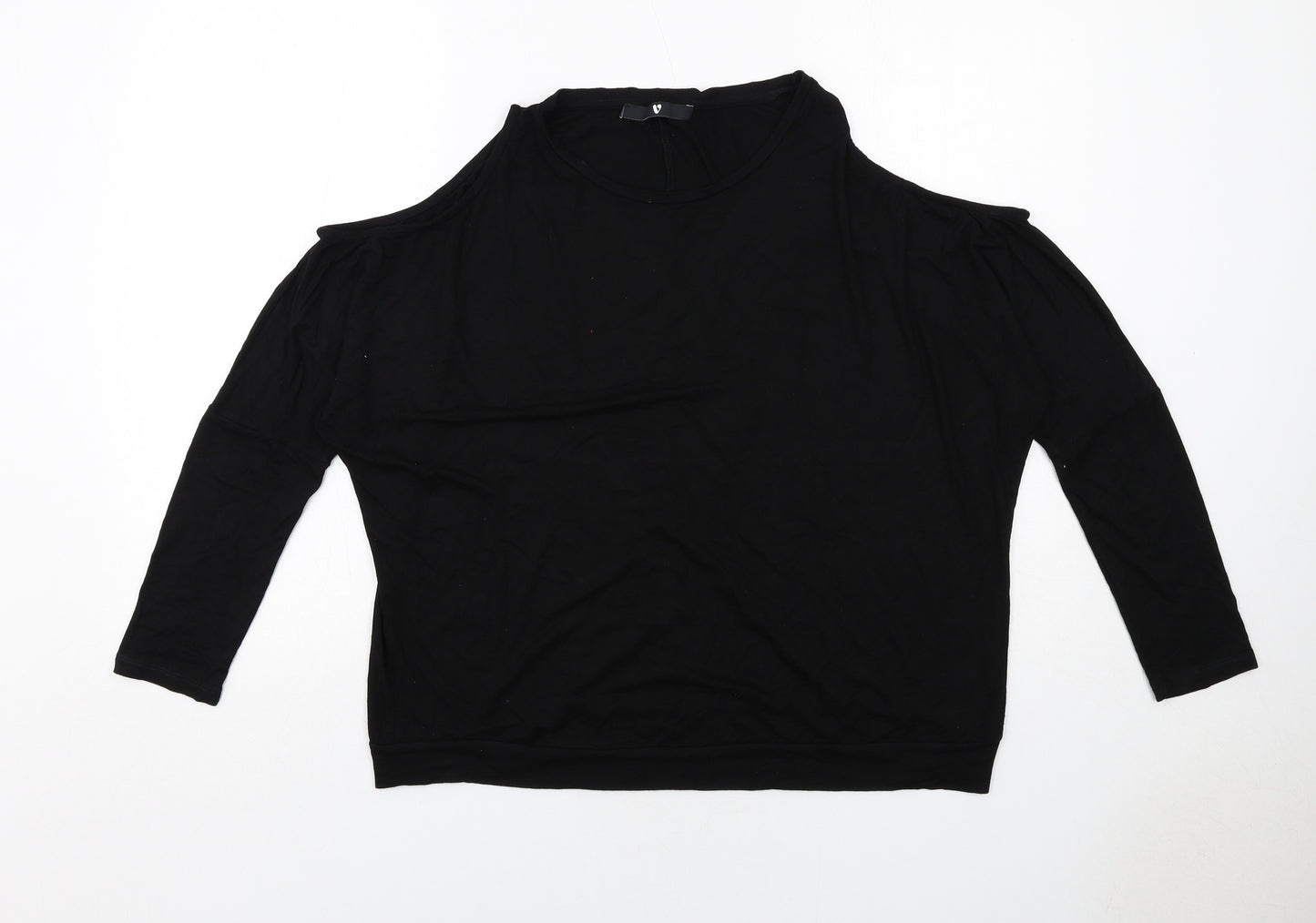 Very Womens Black Viscose Basic Blouse Size 14 Round Neck - Cold Shoulder