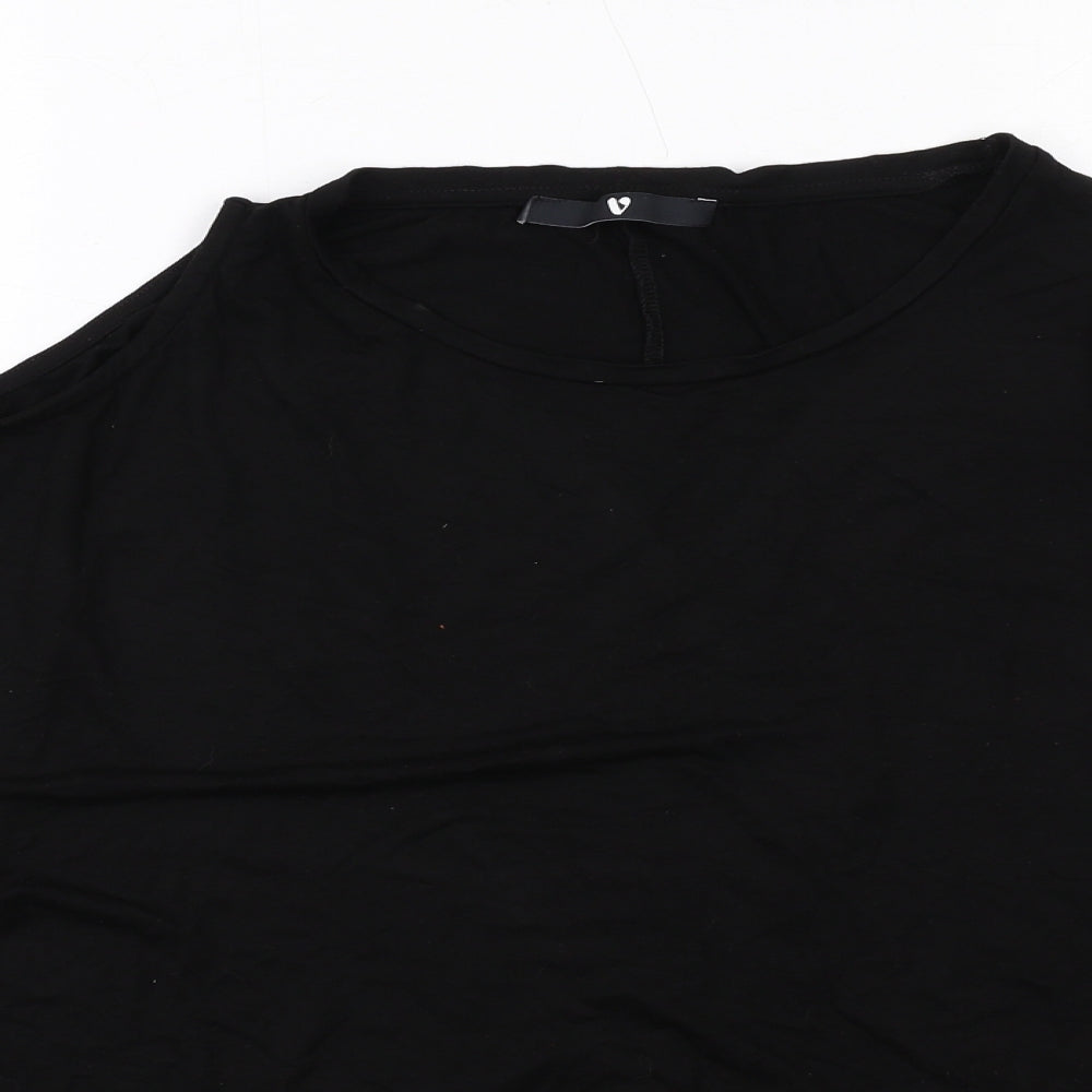 Very Womens Black Viscose Basic Blouse Size 14 Round Neck - Cold Shoulder