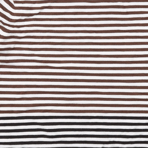 CC Womens Brown Round Neck Striped Viscose Pullover Jumper Size L