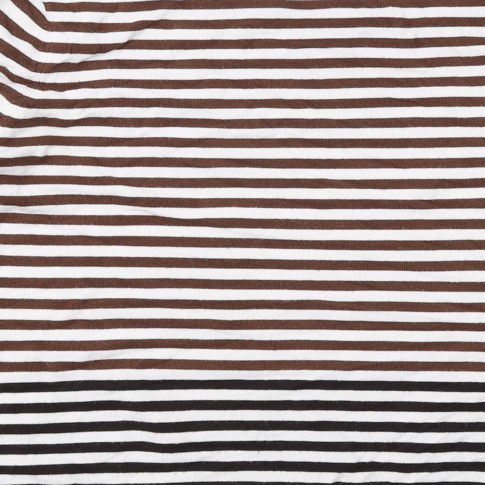 CC Womens Brown Round Neck Striped Viscose Pullover Jumper Size L