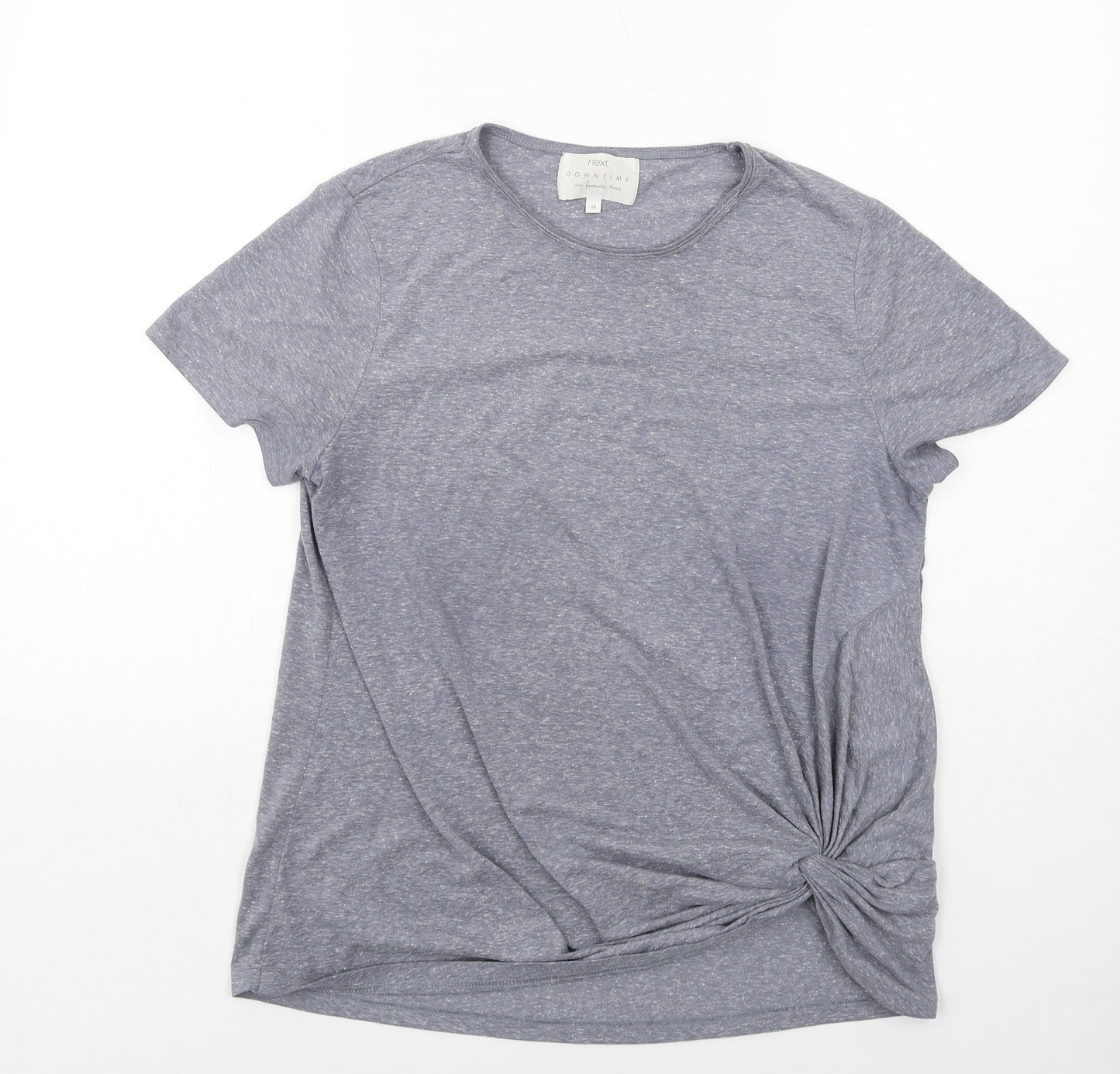NEXT Womens Grey Polyester Basic T-Shirt Size M Round Neck - Twist Detail