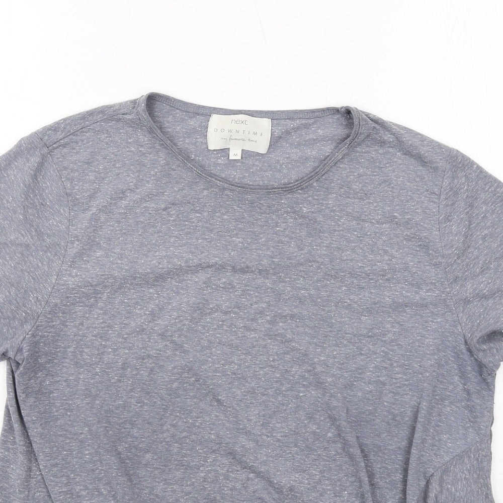 NEXT Womens Grey Polyester Basic T-Shirt Size M Round Neck - Twist Detail