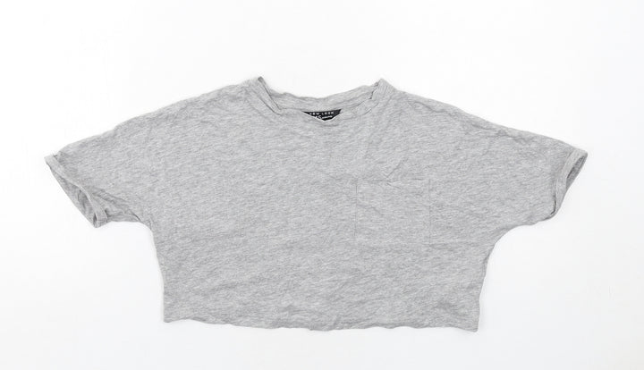New Look Girls Grey Cotton Basic T-Shirt Size 9 Years Round Neck Pullover