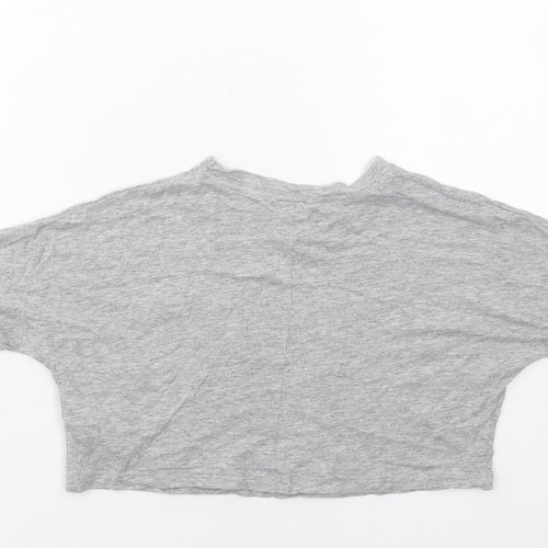 New Look Girls Grey Cotton Basic T-Shirt Size 9 Years Round Neck Pullover