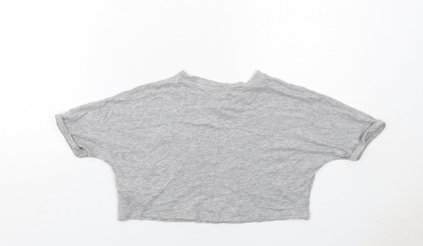 New Look Girls Grey Cotton Basic T-Shirt Size 9 Years Round Neck Pullover