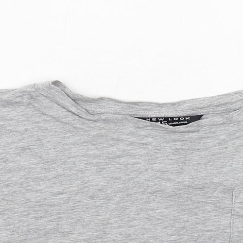 New Look Girls Grey Cotton Basic T-Shirt Size 9 Years Round Neck Pullover