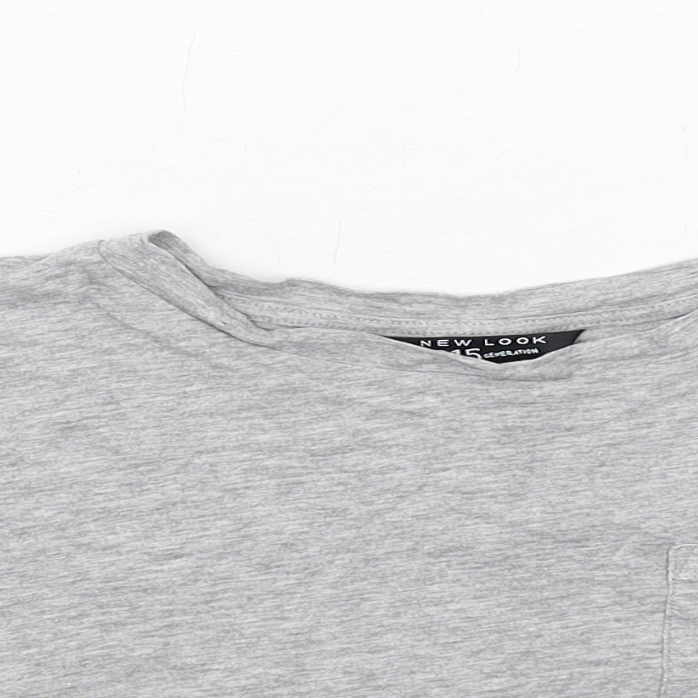 New Look Girls Grey Cotton Basic T-Shirt Size 9 Years Round Neck Pullover