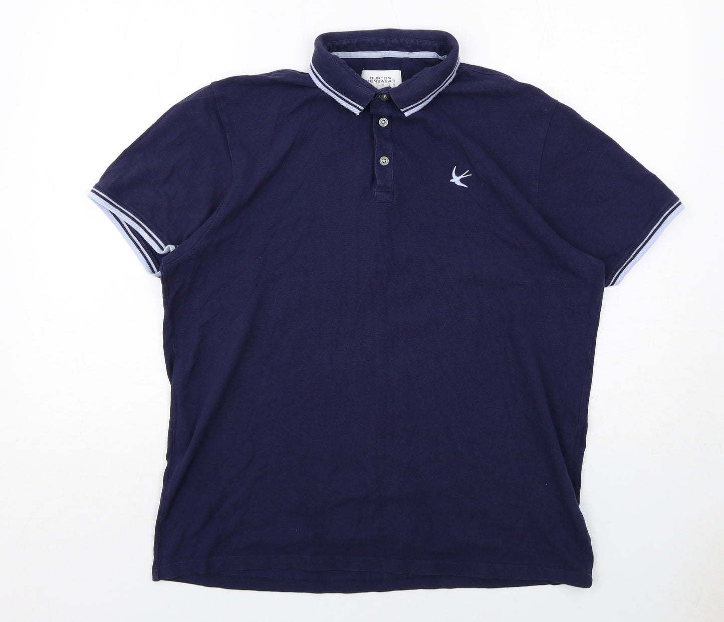Burton Mens Blue Cotton Polo Size XL Collared Button