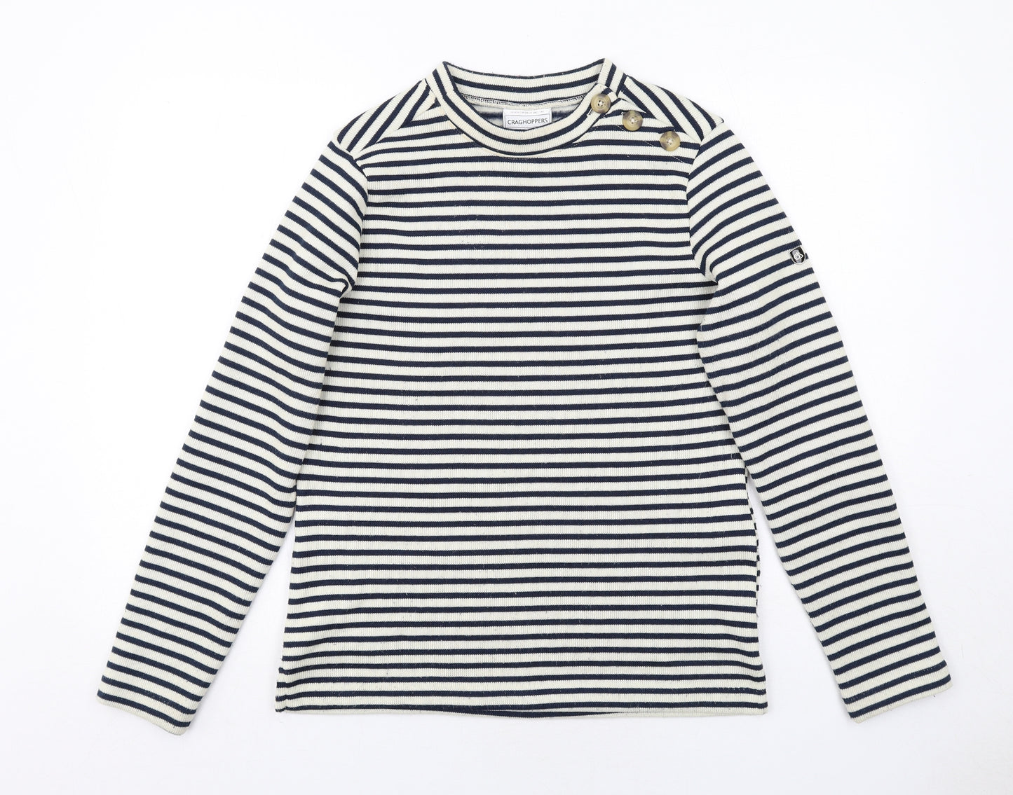Craghoppers Womens Ivory Round Neck Striped Acrylic Pullover Jumper Size 12