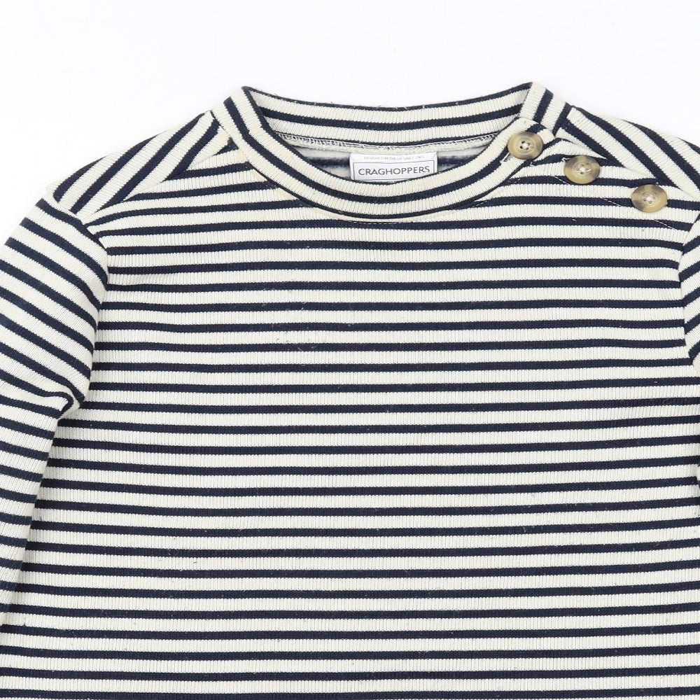 Craghoppers Womens Ivory Round Neck Striped Acrylic Pullover Jumper Size 12