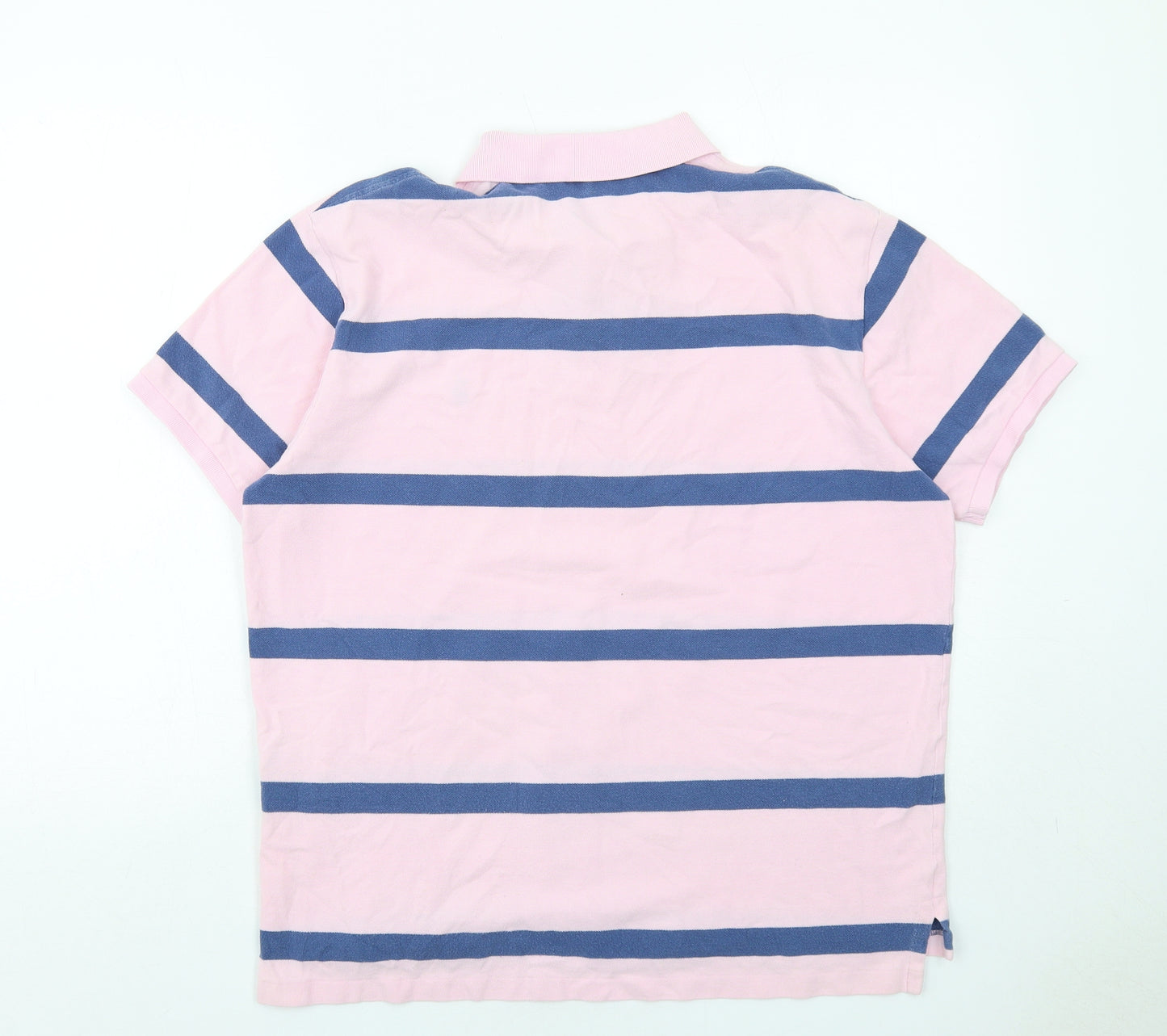 Polo Ralph Lauren Mens Pink Striped Cotton Polo Size XL Collared Button